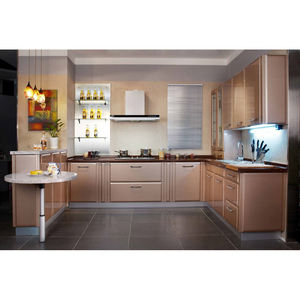 Vendre comme des gâteaux chauds finis préfabriqués directement à l'usine, couleur douce de guérison rose, armoire de cuisine brillante fabriquée en chine - Product Image 1