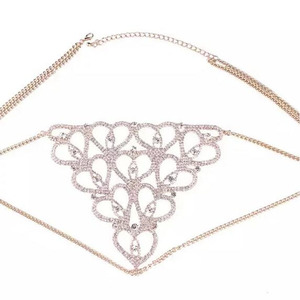 Tanga Sexy: chaîne en forme de cœur, bijou strass, culotte ronde pour femmes, sous-vêtements en cristal, <span class=keywords><strong>bijoux</strong></span> N206047 - Product Image 5