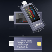 KWS-2303C 1.06 inci layar TFT multifungsi, layar warna Digital tipe-c Tester arus tegangan pengukur daya DC 4 ~ 30A 0 ~ 12A