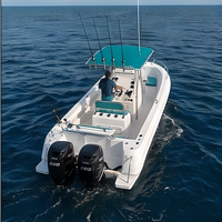 Perahu Pancing Konsol Tengah 7.5m 2.52m, Mesin Luar 300HP, 1000kg, 8 Orang, Fiberglass, Lambung V Dalam