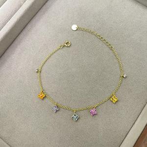 Bijoux de mode de style français en argent sterling 925 diamant coloré trèfle à quatre feuilles fleur Zircon bracelets plaqués or pour femme - Product Image 6