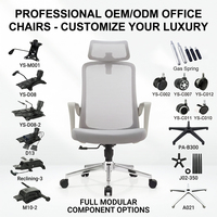 Chaise de bureau ergonomique moderne avec dossier haut en mousse, appui-tête réglable, support lombaire, pivotante, pour usage en salon