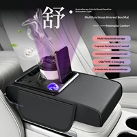 Nouvelle Boîte de Rangement Universelle en Cuir pour Accoudoir de Voiture 2026 avec Support de Charge USB et Rehausseur – Multifonction