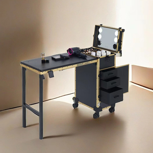 <span class=keywords><strong>Table</strong></span> à <span class=keywords><strong>ongles</strong></span> mobile rose mignonne à prix d'usine avec miroir éclairé, bureau de manucure avec tiroir, étui à maquillage, possibilité de <span class=keywords><strong>faire</strong></span> du OEM/ODM - Product Image 1
