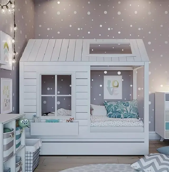 टीएस बेडरूम फर्नीचर चीन फैक्ट्री मॉडर्न वुड कैसल केबिन ट्री हाउस मल्टीफंक्शनल बेबी किड्स मोंटेसरी बेड कामा