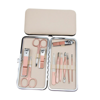 Ensemble de coupe-ongles professionnel en or rose 11 pièces, kit de manucure et pédicure professionnel, boîte de rangement, ciseaux à cuticules
