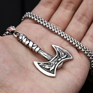 Yunnique – collier en acier inoxydable avec pendentif hache double face de style Viking, pour hommes et femmes, bijoux à la mode, chaîne de 3.0x60CM - Product Image 4