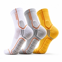 Chaussettes de sport unisexes en coton respirantes, écologiques, anti-humidité, pour la course à pied, avec logo personnalisé tricoté sur le bord/corps, saison automne