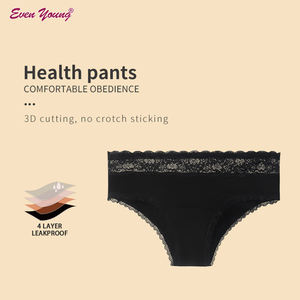 OEM/ODM Bragas mutandine mestruali biancheria intima a tenuta stagna 4 strati a vita bassa in pizzo comode donne cotone mutandine d'epoca - Product Image 2