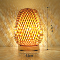 Wabi Sabi Style E27 Ra Ttan Veilleuse Rechargeable À La Main Bam Boo Lampe De Table pour La Décoration De La Maison