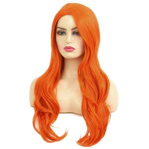 วิกผมสังเคราะห์ทนความร้อนสำหรับผู้หญิง <span class=keywords><strong>ทรง</strong></span>ยาว สีส้ม <span class=keywords><strong>ลอน</strong></span>หยัก พร้อมผ้าลูกไม้โปร่งด้านข้าง สำหรับใช้ในงานปาร์ตี้หรือในชีวิตประจำวัน - Product Image 1