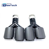 Embout d'échappement universel pour voiture de 89 mm en acier inoxydable avec couvercle d'entrée en fibre de carbone pour la modification et la décoration des véhicules