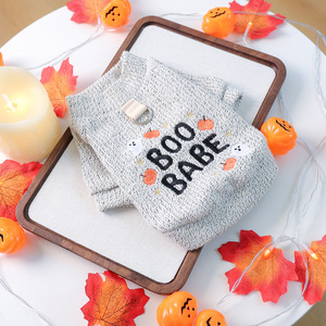 Vêtements pour animaux de compagnie PETCIRCLE, automne/hiver, col rond mignon, petit chien, chiot, citrouille, fantôme, Halloween, chemise à col rond - Product Image 1
