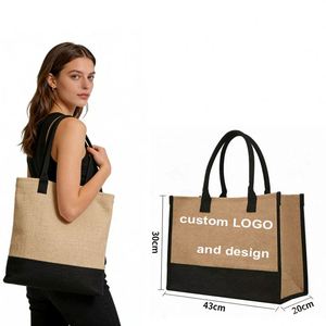 Sac fourre-tout en toile de coton brodé, taille moyenne, 100% coton, logo personnalisé - Product Image 1