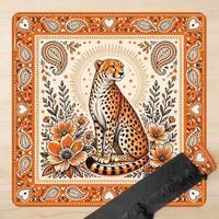 Tapete de Lujo para Mesa de Mahjong Estilo Americano, Portátil, con Diseño de Leopardo, Superficie de Neopreno de 33 Pulgadas, Borde Cosido de 3mm, Impermeable