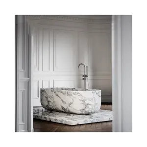 Luxury Italy White Marble Stone Bathtub for Home Decoration Wholesale Price Custom Design