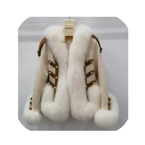 Manteau en fourrure de renard véritable pour femmes vêtements d'hiver pour femmes manteau en cuir de mouton grande taille