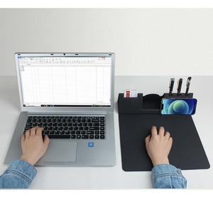 Multi-functional Foldable 15W Fast Wireless Charger Leather Phone Watch Earbuds Pen Holder Card Holder Phone Stand <b>Mouse</b> Pad - Product Image 3