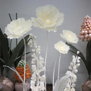 KE-GF007 Vente en gros de fleurs artificielles géantes en soie, fleurs géantes en papier, fleurs géantes en organza, coquelicot géant pour la décoration de mariage - Product Image 5