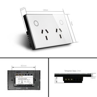 Enchufe inteligente australiano Tuya 15A, diseño de enchufe dual, configuración de aplicación, encendido/apagado, luz de fondo, tira de alimentación de vidrio templado