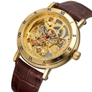 China factory forsining fashion casual men watch automatic custom logo genuine leather wrist watches