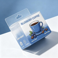 Boîte de rangement pour boissons en PVC transparent recyclable pour café et thé, design pliable avec crochet, laminage mat, logo personnalisé, impression UV
