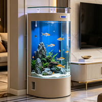 Aquarium Semi-Circulaire 2026 Nouveau Verre Ultra-Clair Monobloc Sans Changement d'Eau Filtre Arrière Intégré Aquarium sur Pied pour Salon et Maison