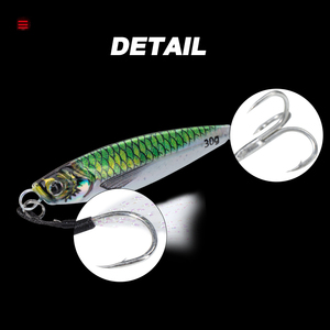 Vente en gros de leurres de pêche en métal lumineux de 7g, 10g, 15g, 20g, 25g, 30g, 40g, 60g, 80g, leurres de pêche en plomb lumineux avec hameçons doubles - Product Image 4