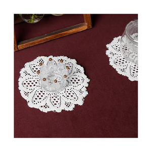 White Lace <b>Round</b> Table Mat Geometric Pattern Polyester Home Decor Place Mat - Product Image 4