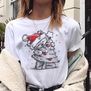 2025 nuevo estilo al por mayor personalización patrón de dibujos animados de Navidad de moda y lindo cuello redondo <span class=keywords><strong>Camiseta</strong></span> de manga corta para mujeres - Product Image 4