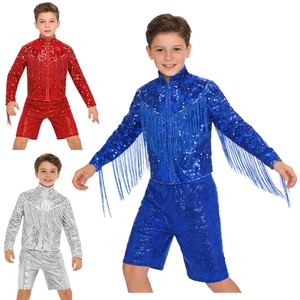 Conjuntos de chaqueta y pantalones cortos para niños de 8 a 14 años, pantalones de baile de hip-hop, conjunto de baile de jazz para fiestas temáticas, competiciones, uso diario informal - Product Image 1