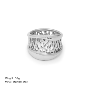 Anillo atrapasueños minimalista de acero inoxidable N & S para mujer, Joyería Moderna de banda hueca de moda chapada en oro de 18 quilates - Product Image 6