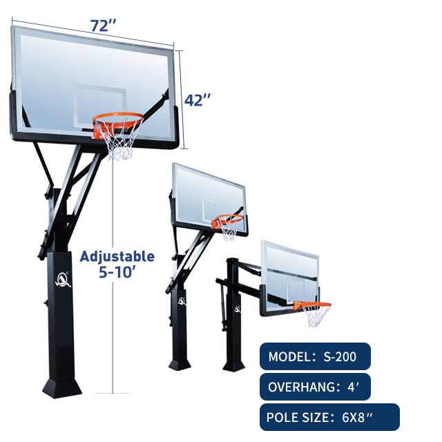 New Arrival Inground Basketball Hoops Adjustable Outdoor Basketball Goals System Basketball Stands for Adults