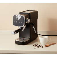 Machine à expresso électrique semi-automatique avec écran tactile, manomètre 15 bars, mousseur à lait, pour 2 tasses, usage domestique