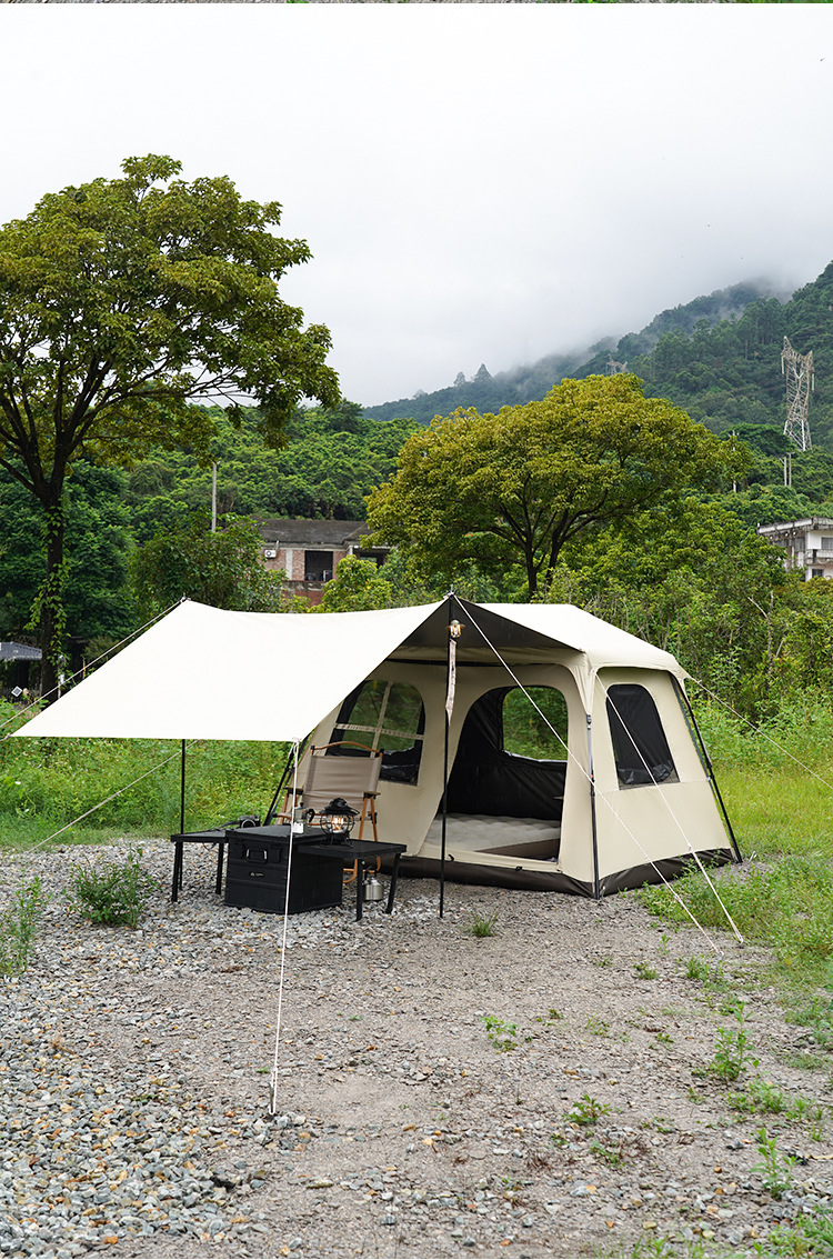 Khaki extended canopy