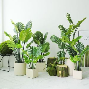 Artificial monstera Bonsai árvore artificial variegado deliciosa monstera árvore Em vaso planta interior em vaso plástico interior - Product Image 1