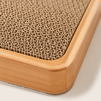 Chaise longue de luxe 3-en-1 en bois pour chat, mini chaise de plage avec griffoir, jouet, balle, hamac surélevé lavable, en carton