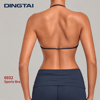 Soutien-gorge de sport Dingtai à bretelles croisées et dos découpé pour femme, avec coussinets amovibles, sans armatures, maintien léger, couleur unie, pour la danse