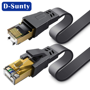 Câble Ethernet plat Cat8 40 Gbps 2000 MHz 30AWG BC, connecteur RJ45 plaqué or, résistant aux intempéries, SSTP, ROHS, pour routeur - Product Image 2