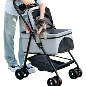 Poussette pliable pour <span class=keywords><strong>chien</strong></span> <span class=keywords><strong>de</strong></span> grande capacité 2024, <span class=keywords><strong>chariot</strong></span> à 4 roues portable pour les voyages en plein air avec des animaux <span class=keywords><strong>de</strong></span> compagnie et des chats - Product Image 3