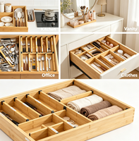 Diviseurs de tiroirs en bambou réglables, organisateur de tiroirs extensible pour cuisine, commode, maison et bureau