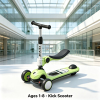 Trottinette Pliable Moderne Légère pour Enfants avec Siège, Plateforme PP+GF, Guidon Antidérapant TPE, Roues PU, Frein Arrière, Jouet pour Enfant OEM/ODM