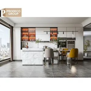Prodeco Durable Contemporary Lacquer Engineering Full Modern Complete Stainless High Gloss Custom Pantry Kitchen Cabinet