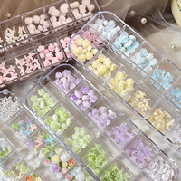 Accessoires personnalisés pour nail art en résine 6/12 grilles, décorations papillon et fleurs, fournitures pour ongles à presser, breloques de manucure