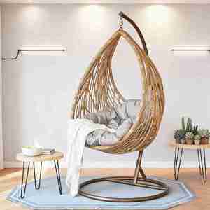 Sedia a dondolo sospesa in rattan per interni ed esterni, tipo nido d'uccello, per balcone, casa, tempo libero, camera da letto per ragazze, amaca - Product Image 2
