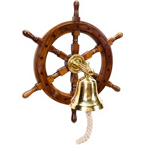 Decorativo personalizado Titanic rueda de barco de madera campana de pared de latón colgante vacaciones y Navidad campana de barco de latón decorativa excelente - Product Image 1