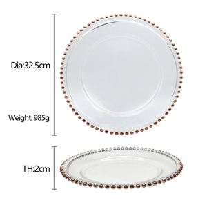 LANGXU Assiette ronde en verre à bulles en forme de perle, dorée et argentée, <span class=keywords><strong>support</strong></span> personnalisable - Product Image 2