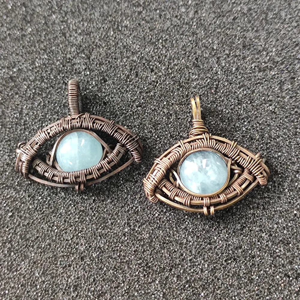 Hot Selling erstaunliche DIY handgemachte natürliche Edelsteine Geburt Aquamarin bösen Blick Anhänger für Halskette Schmuck Frauen