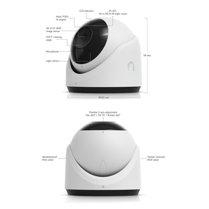กล้องวงจรปิดภายนอก Ubiquiti UVC-G6-Turret 4K, ระบบตรวจจับใบหน้า/ทะเบียนรถด้วย AI, ไมโครโฟน, PoE, IP66, UBNT Ubiquiti UVC-G6-Turret W1295 - Product Image 3