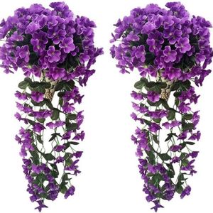 Guirlande murale artificielle Liangzhou en violette, plante décorative en soie pour intérieur et extérieur, bouquet de 60 cm - Product Image 5
